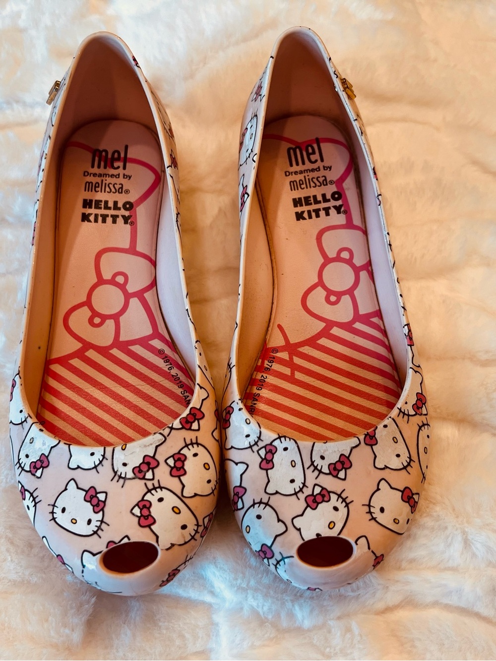 Mel by Melissa White & Pink Hello Kitty Jelly Flats